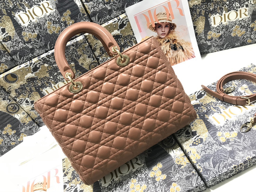 Large Lady Dior Bag Biscuit Cannage Lambskin